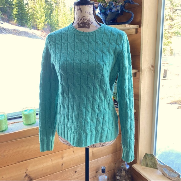 Gap Mint Green Cableknit Lambswool Sweater sz M - Picture 1 of 5